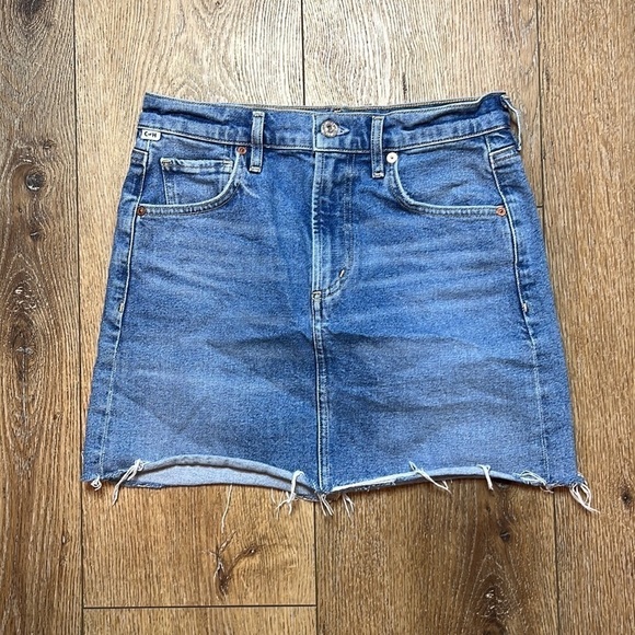 Citizens of Humanity Beatnik Raw Hem Denim Mini Skirt Size 25 - Picture 3 of 9